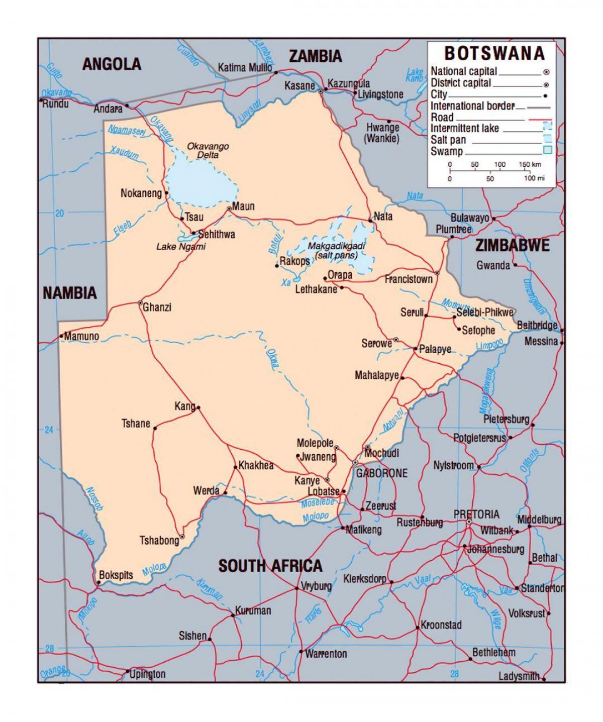 kaart van Botswana politieke