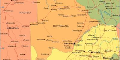 Kaart van Botswana met alle dorpen