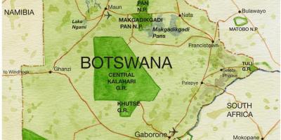 Kaart van Botswana game reserves