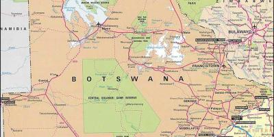Kaart van de gedetailleerde wegenkaart van Botswana