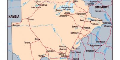 Kaart van Botswana politieke